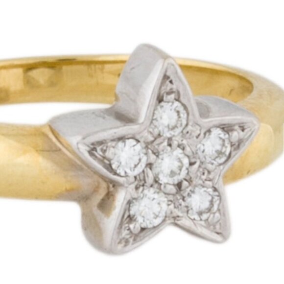 ROBERTO COIN 18K 750 YELLOW GOLD DIAMOND STAR RING - Picture 8 of 9